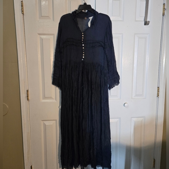 Free People One Blue Duster Dress M - Picture 10 of 11